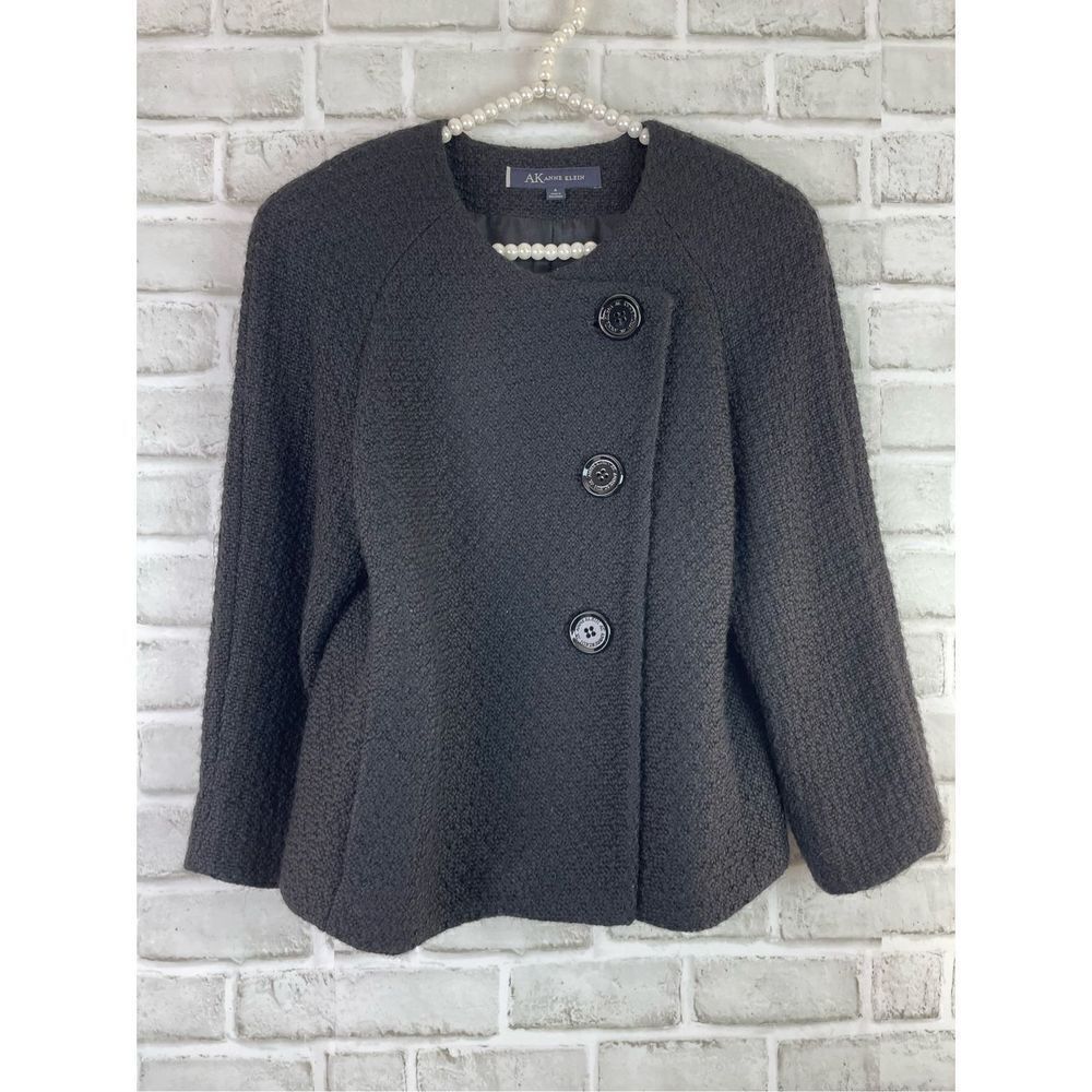 Ann Kline Black Swing Side Button Jacket Classic 
Size 4
